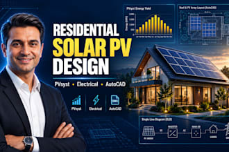 design residential solar pv electrical plan with autocad and pvsyst