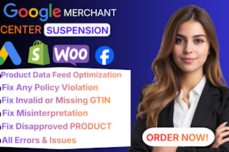 fix google merchant suspension ,misrepresentation, policy violation and gmc