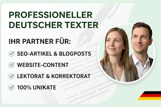 write professional german content, website texts and seo articles