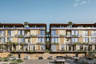 render proposed townhouse concept, 3d multi storey condo cgi, UK property visual