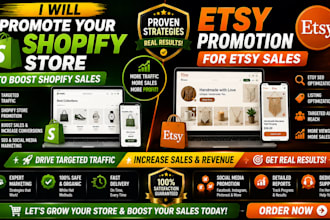 promote shopify store to boost shopify sales, etsy promotion for etsy sales