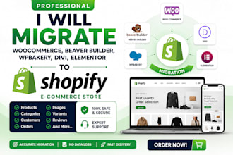 migrate woocommerce beaver builder wpbakery divi elementor to ecommerce shopify