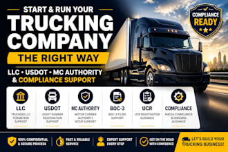 setup your trucking company with llc, usdot, mc authority and compliance support