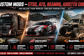 make ets2, ats, beamng, and assetto corsa custom cars, maps, and scripts