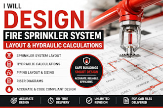 design fire sprinkler system, layout and hydraulic calculations