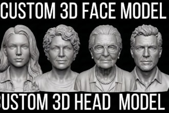 sculpt realistic 3d head model bust statue 3d face 3d character for stl printing