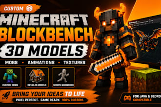 create custom minecraft blockbench 3d models mobs animations and textures