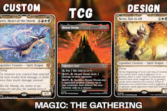 design custom card game, tarot card, tcg card, mtg card, card template, game art