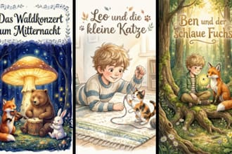 erstelle handgemalte aquarell kinderbuchillustrationen für bilderbücher