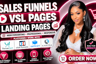 design thrivecart, samcart, clickfunnels, kartra sales funnels, landing pages