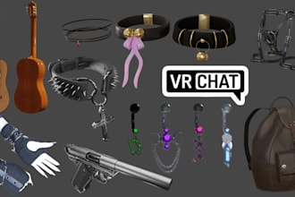 create game ready vrchat assets, props, accessories, weapon, outfit, unity asset