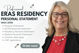 edit residency personal statement, eras application, lor, medical CV