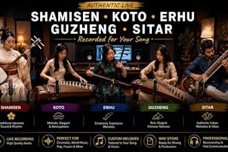 record authentic live shamisen, koto, erhu, guzheng, and sitar for your song