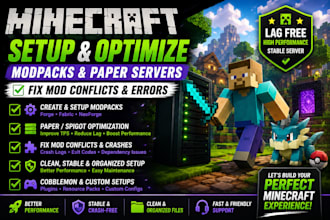 setup minecraft modpacks, optimize paper servers, and fix mod conflicts