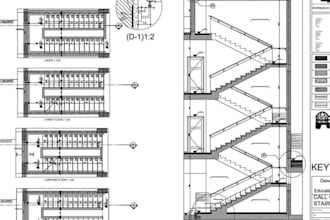 create staircase design with 2d drawing and stair design