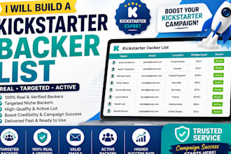 provide high converting kickstarter and indiegogo crowdfunding backer list