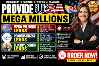 provide USA mega millions, readers and elderly leads