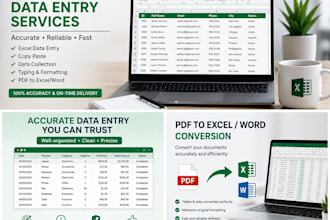 do accurate data entry, excel, copy paste and PDF to excel