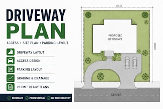 design driveway plan, access layout, site plan , parking layout