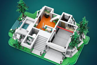 design custom lego moc models, buildings, vehicles and lego technic in studio