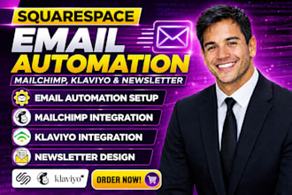do squarespace website email automation, mailchimp klaviyo popup form newsletter