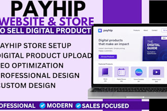 setup payhip website and store to sell digital products with a polished design