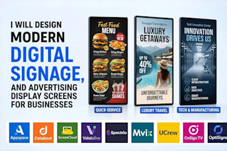design modern digital signage and advertising display screens for businesses