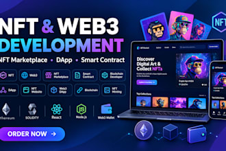 develop nft marketplace, web3 dapp and smart contract