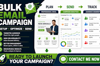 setup and send bulk email campaigns and email blasts using klaviyo,mailchip