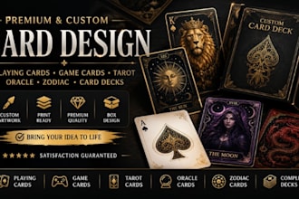 design premium playing cards, game cards, tarot, oracle, zodiac cards and decks