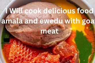 cook delicious food amala and ewedu with goat meat