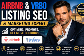 do promotion and market your airbnb listing, vrbo with SEO to boost bookings