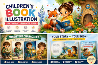 create captivating children book illustrations and storybook art