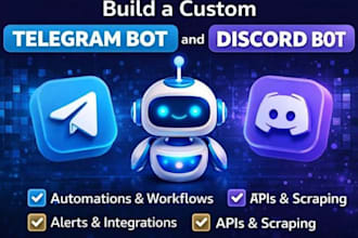 build telegram bot, trading bot, web scraping python, crypto bot ai discord bot