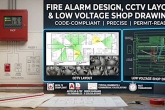 do fire alarm design, cctv layout, and low voltage shop drawings