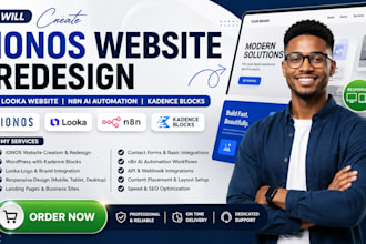 create ionos website redesign looka website n8n ai automation kadence blocks