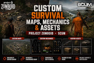 custome survivial maps, mechanics and assest for project zomboid, scum