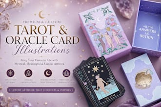 illustrate a luxury custom tarot or oracle deck