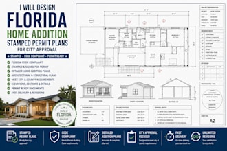 design florida home addition stamped permit plans for city approval