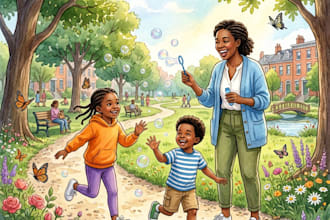 design custom african america children book illustration and story book