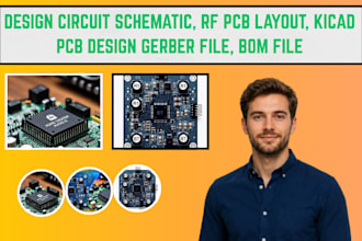 design circuit schematic, rf pcb layout, kicad pcb design gerber file, bom file