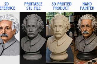 sculpt custom 3d head bust likeness stl from 2d photo to 3d for 3d printing