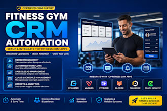 setup fitness gym CRM automation and integrate CRM apps gymaster vagaro fitbudd