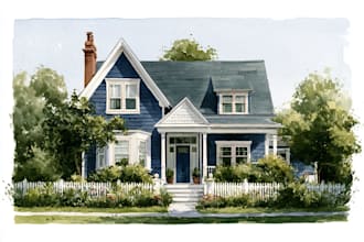 draw custom watercolor house illustration for you