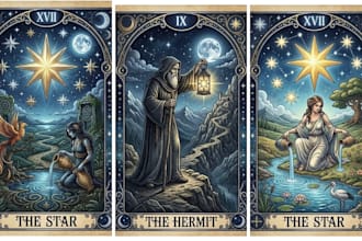 illustrate fantasy tarot and oracle cards in any style