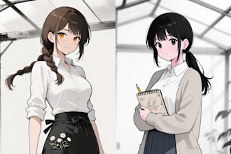 draw ecchi, yuri, bara, sfw or nsfw anime style oc, character or fanart