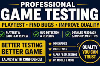 review playtest video game testing bug application detection prototype developer