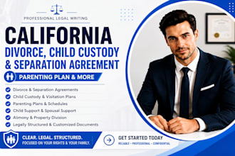 draft california divorce child custody and  separation agreement parenting plan