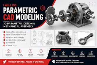 do parametric cad modeling, 3d parametric design and mechanical assembly