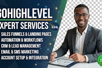 build gohighlevel sales funnel, setup website, create ghl automations, workflows